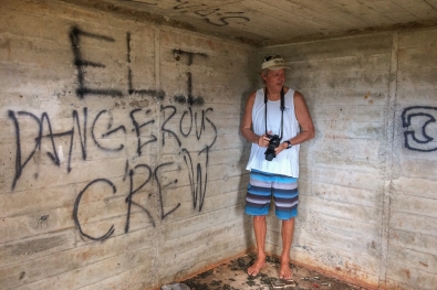 James MacLaren stands inside the Bunker which was once his home, where he spent some of the very best days of his life, and contemplates the forty-two years which have intervened since his eyes last beheld its brutally-spartan features and the soles of his feet last felt its bare-concrete floor. Photo by Link Earle. James MacLaren stands inside the Bunker which was once his home, where he spent some of the very best days of his life, and contemplates the forty-two years which have intervened since his eyes last beheld its brutally-spartan features and the soles of his feet last felt its bare-concrete floor. Photo by Link Earle.